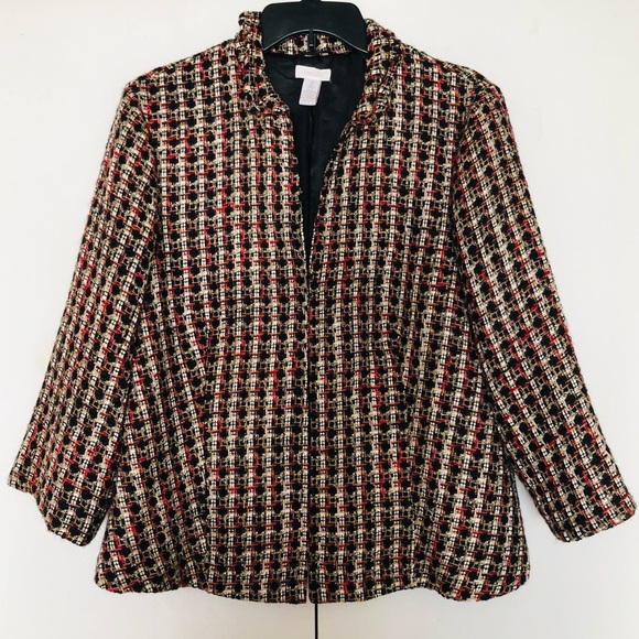 Chico’s Chenille Tweed Cropped blazer size L (size 2) Classic Workwear casual - Picture 1 of 12